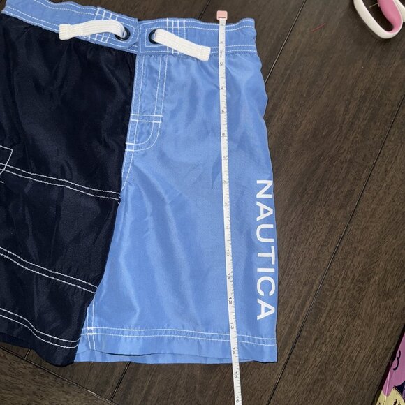Nautica Boys Medium 5/6 Swim Trunks - Two Tone Blue - Drawstring - Picture 5 of 7